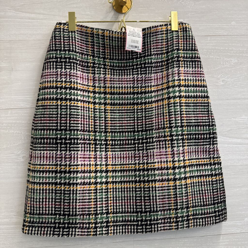 Loft Black/ Multi Houndstooth Print Skirt 0