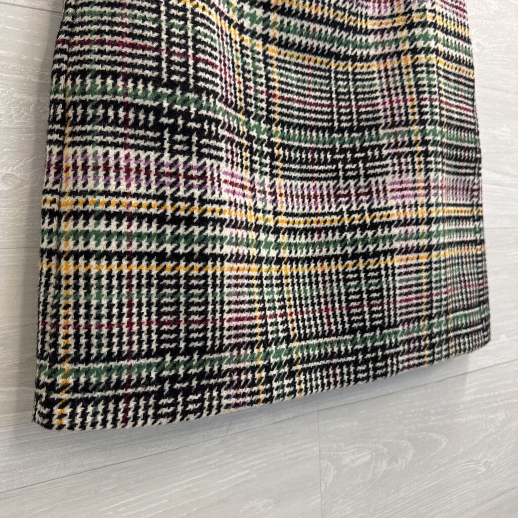 Loft Black/ Multi Houndstooth Print Skirt 0