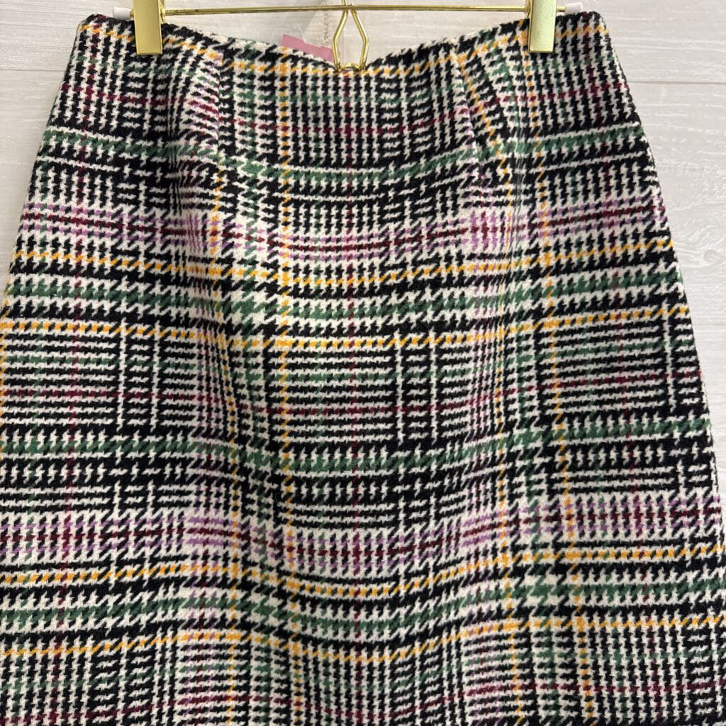 Loft Black/ Multi Houndstooth Print Skirt 0
