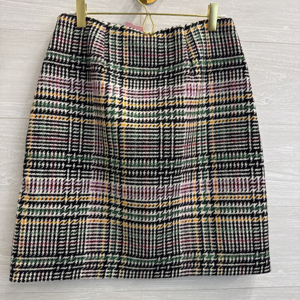 Loft Black/ Multi Houndstooth Print Skirt 0