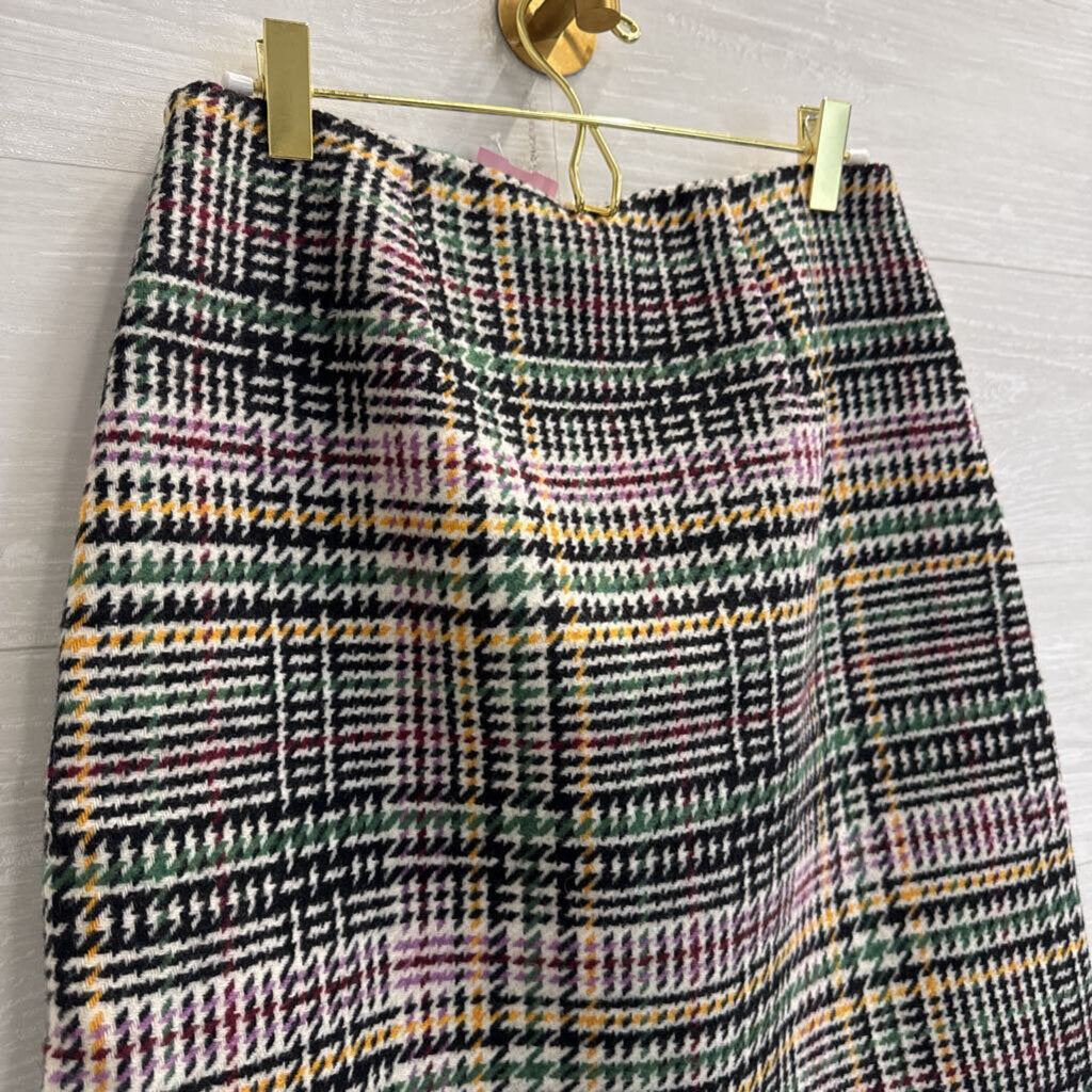 Loft Black/ Multi Houndstooth Print Skirt 0