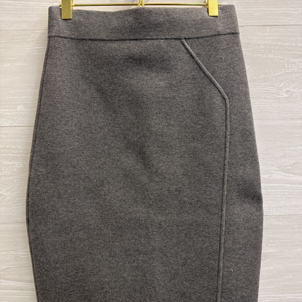 Milly Grey Knit Fitted Midi Skirt Small