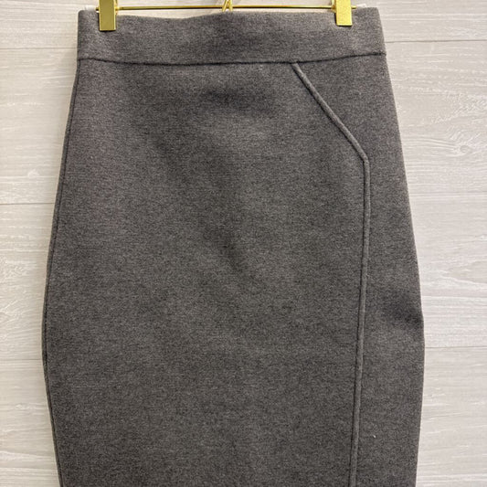 Milly Grey Knit Fitted Midi Skirt Small
