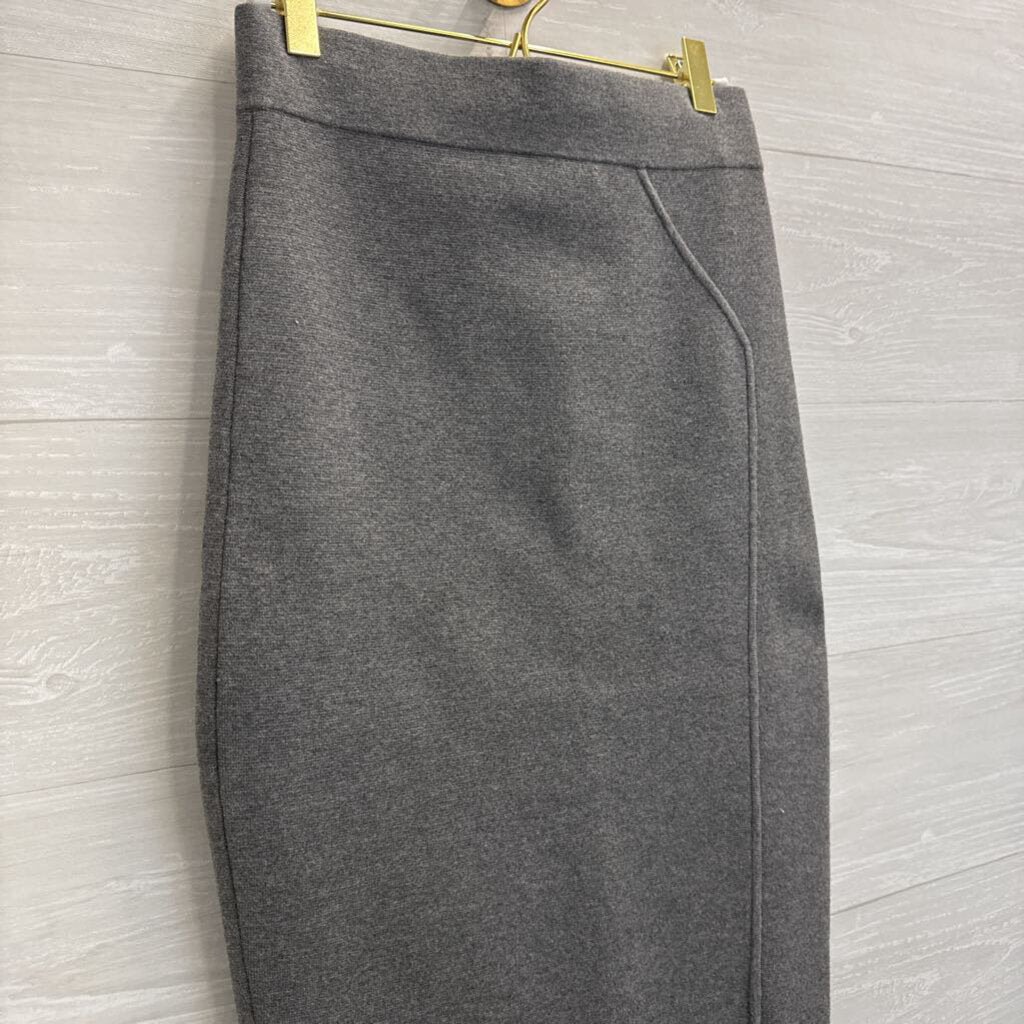 Milly Grey Knit Fitted Midi Skirt Small