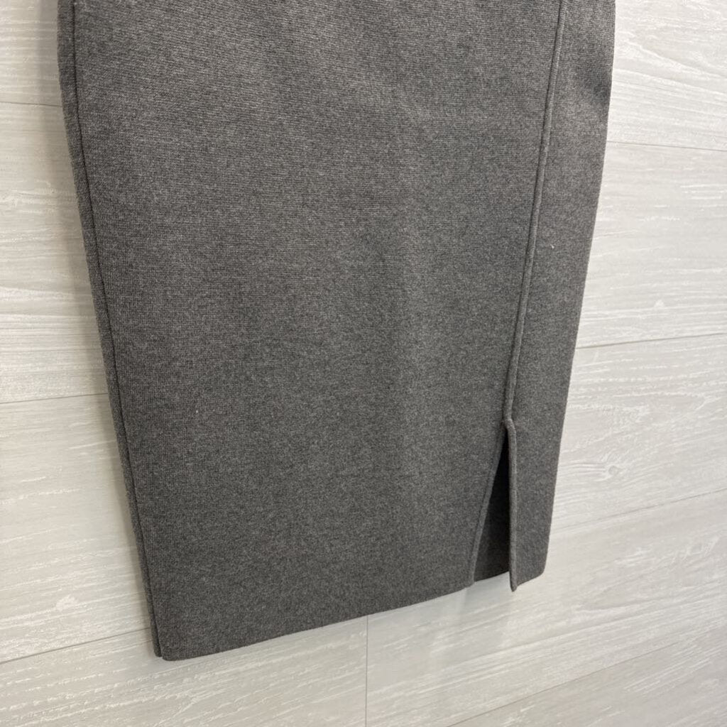 Milly Grey Knit Fitted Midi Skirt Small