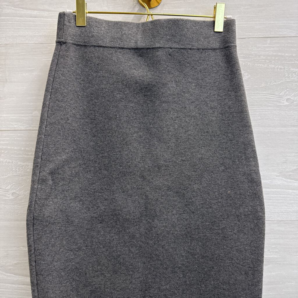 Milly Grey Knit Fitted Midi Skirt Small