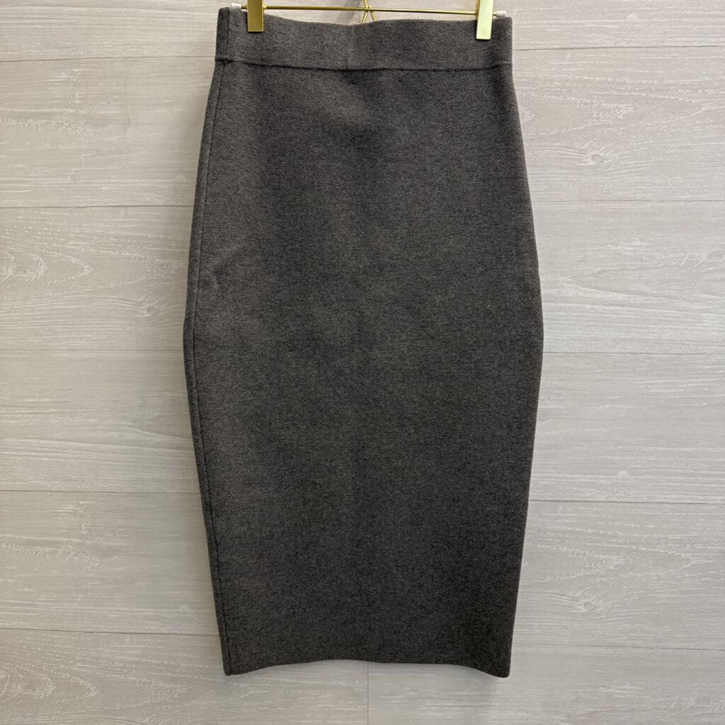 Milly Grey Knit Fitted Midi Skirt Small