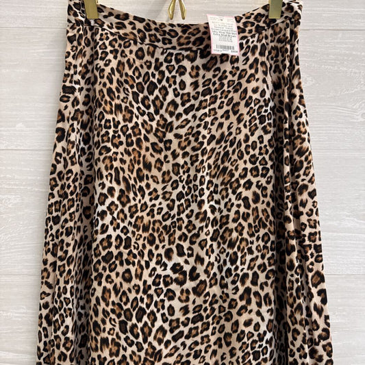 Velvet Brown Leopard Print Silky Wrap Midi Skirt Extra Small