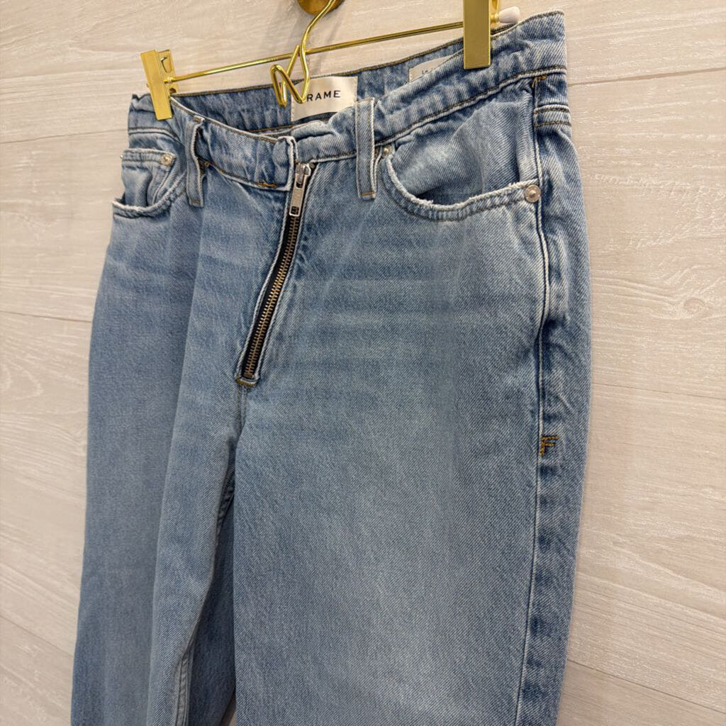 Frame Light Wash Cropped Wide Leg Jeans 26