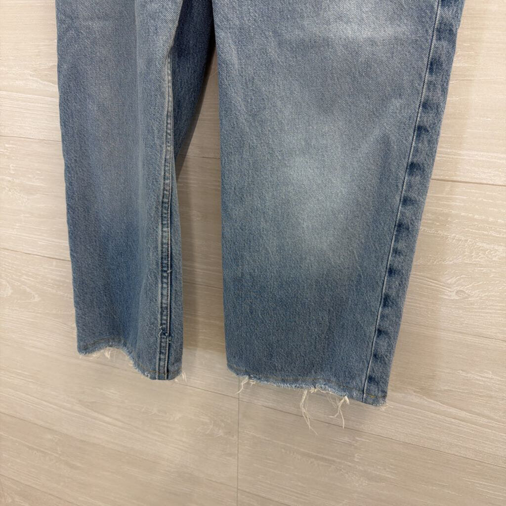 Frame Light Wash Cropped Wide Leg Jeans 26