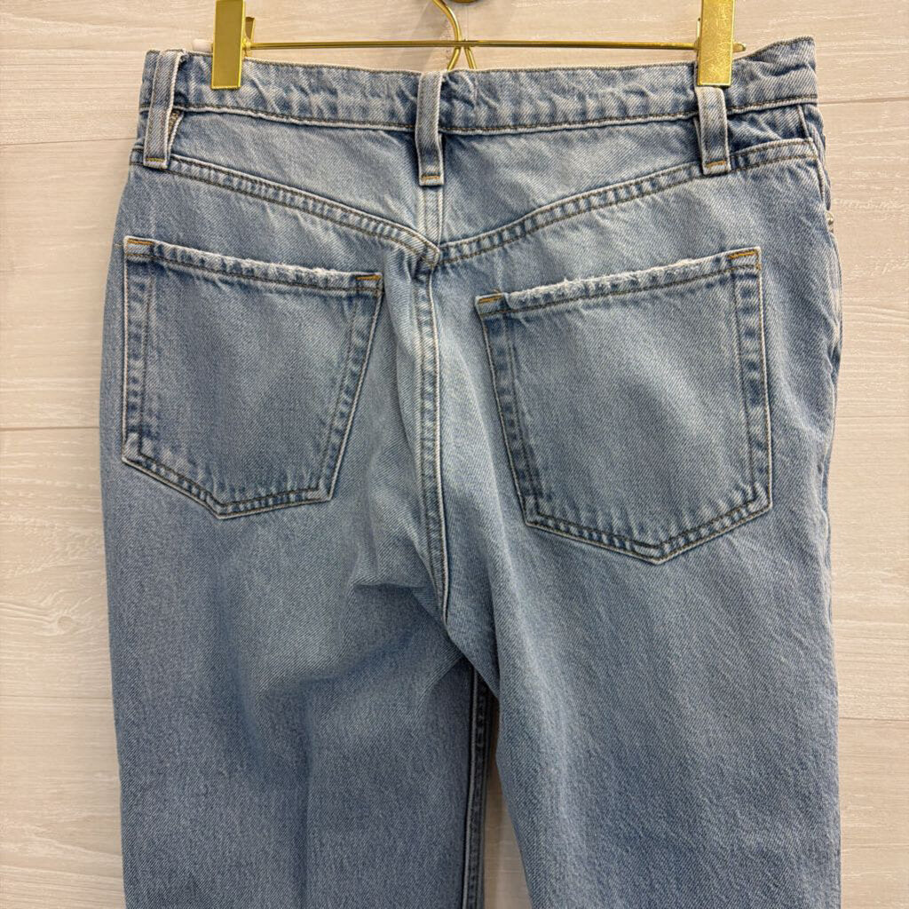 Frame Light Wash Cropped Wide Leg Jeans 26