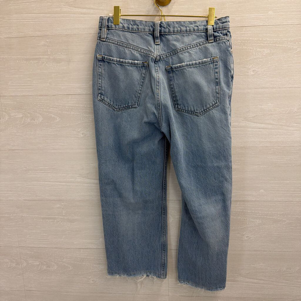Frame Light Wash Cropped Wide Leg Jeans 26