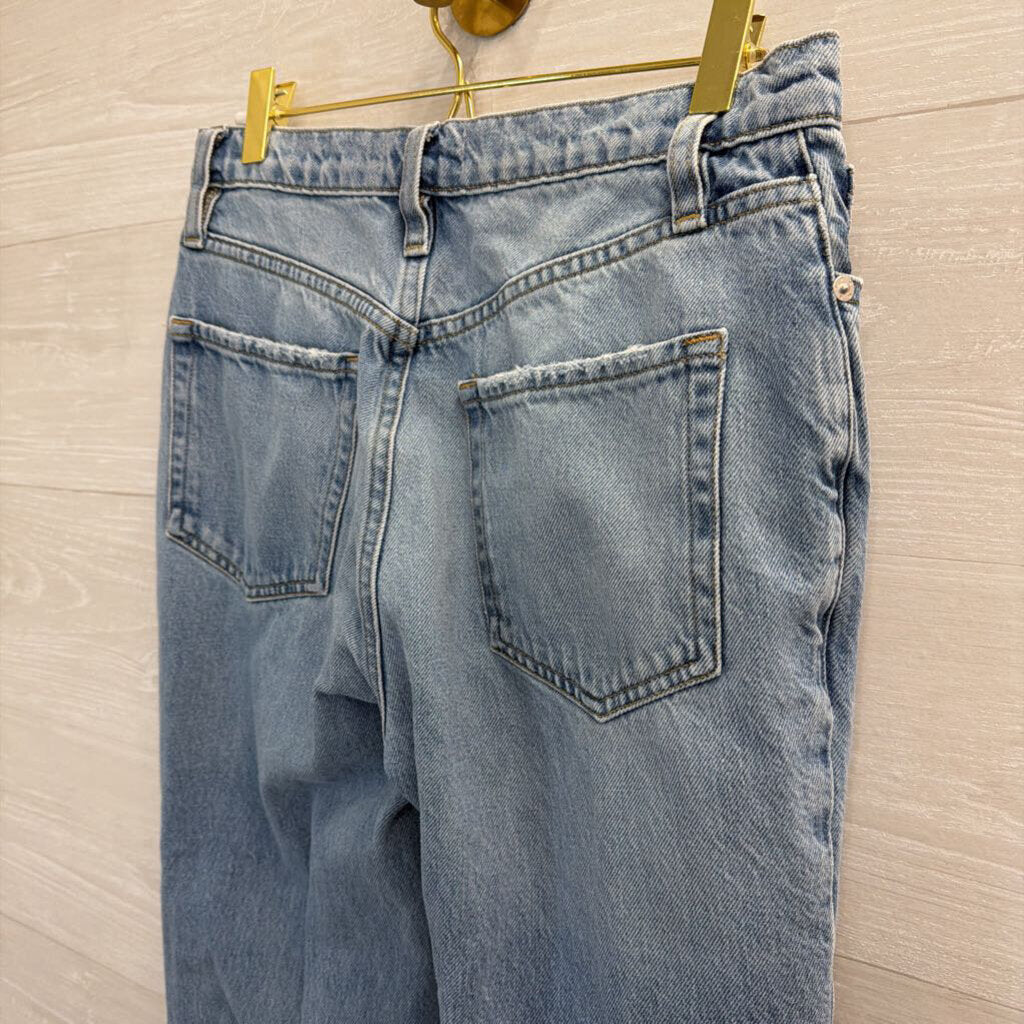Frame Light Wash Cropped Wide Leg Jeans 26