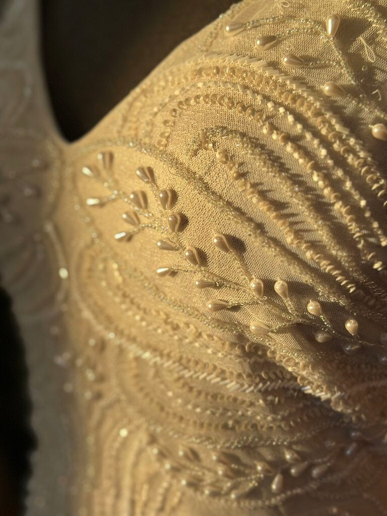 Adrianna Papell Pearl and Beaded Wedding Dress 14