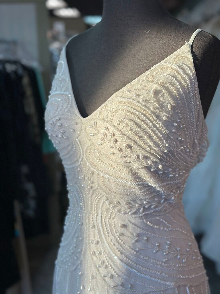 Adrianna Papell Pearl and Beaded Wedding Dress 14