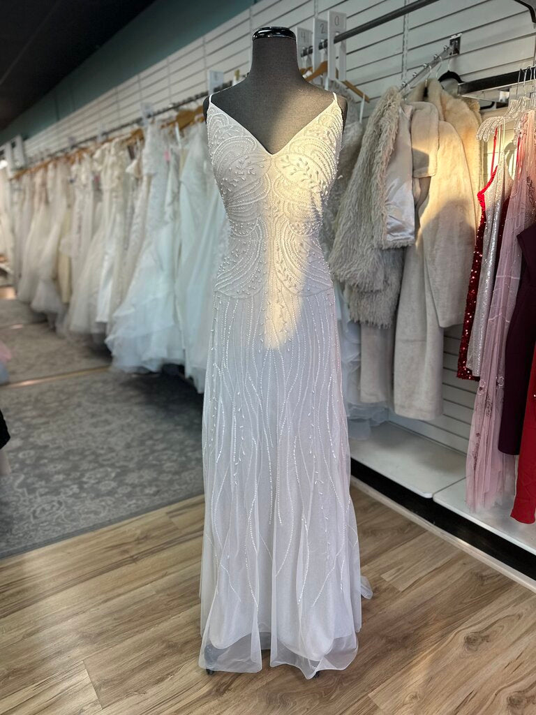 Adrianna Papell Pearl and Beaded Wedding Dress 14