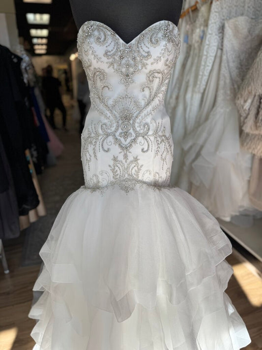 Casablanca Strapless Beaded Mermaid Wedding Dress 8