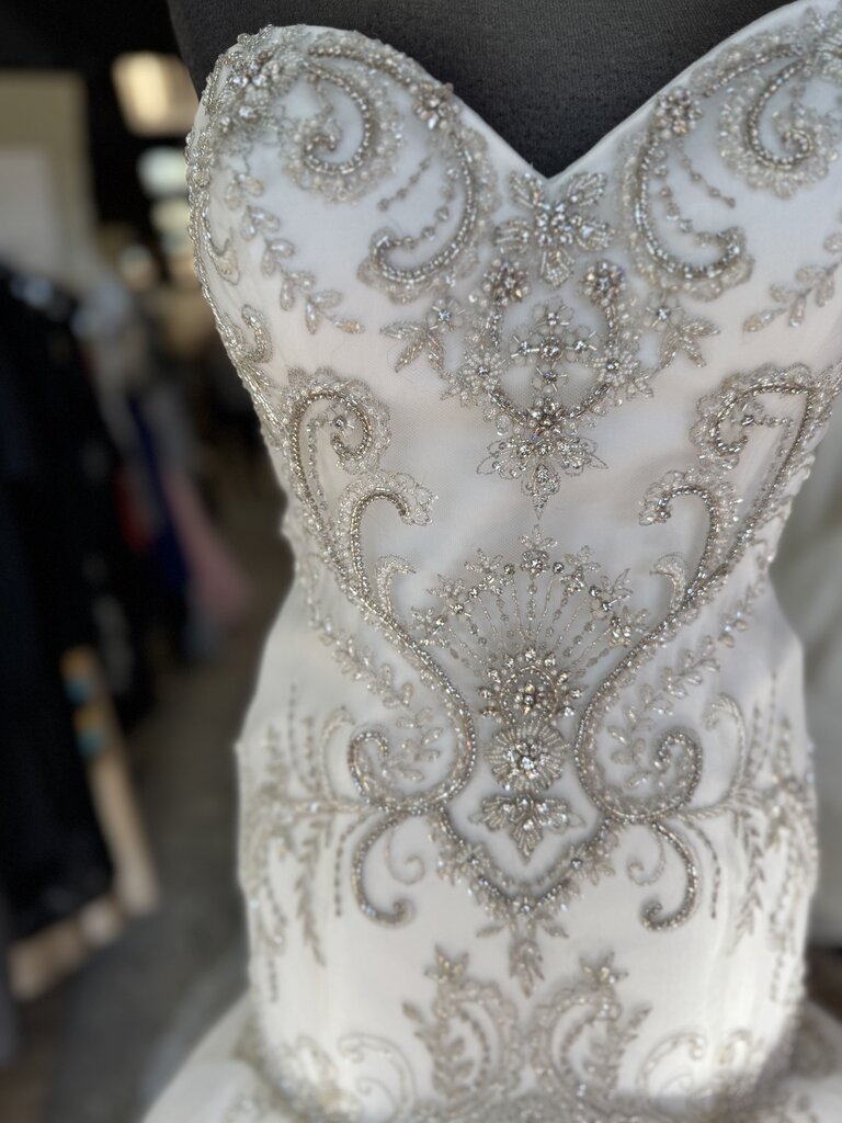 Casablanca Strapless Beaded Mermaid Wedding Dress 8