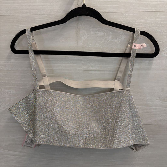 Victoria's Secret Silver Rhinestone Strappy Back Bralette Extra Large