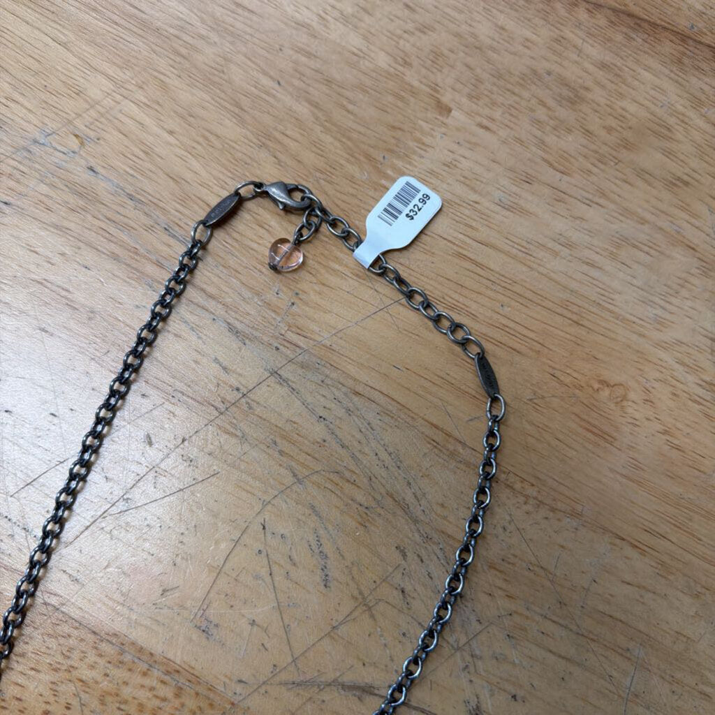 Sabika Black/ Silver Rhinestone Heart Necklace