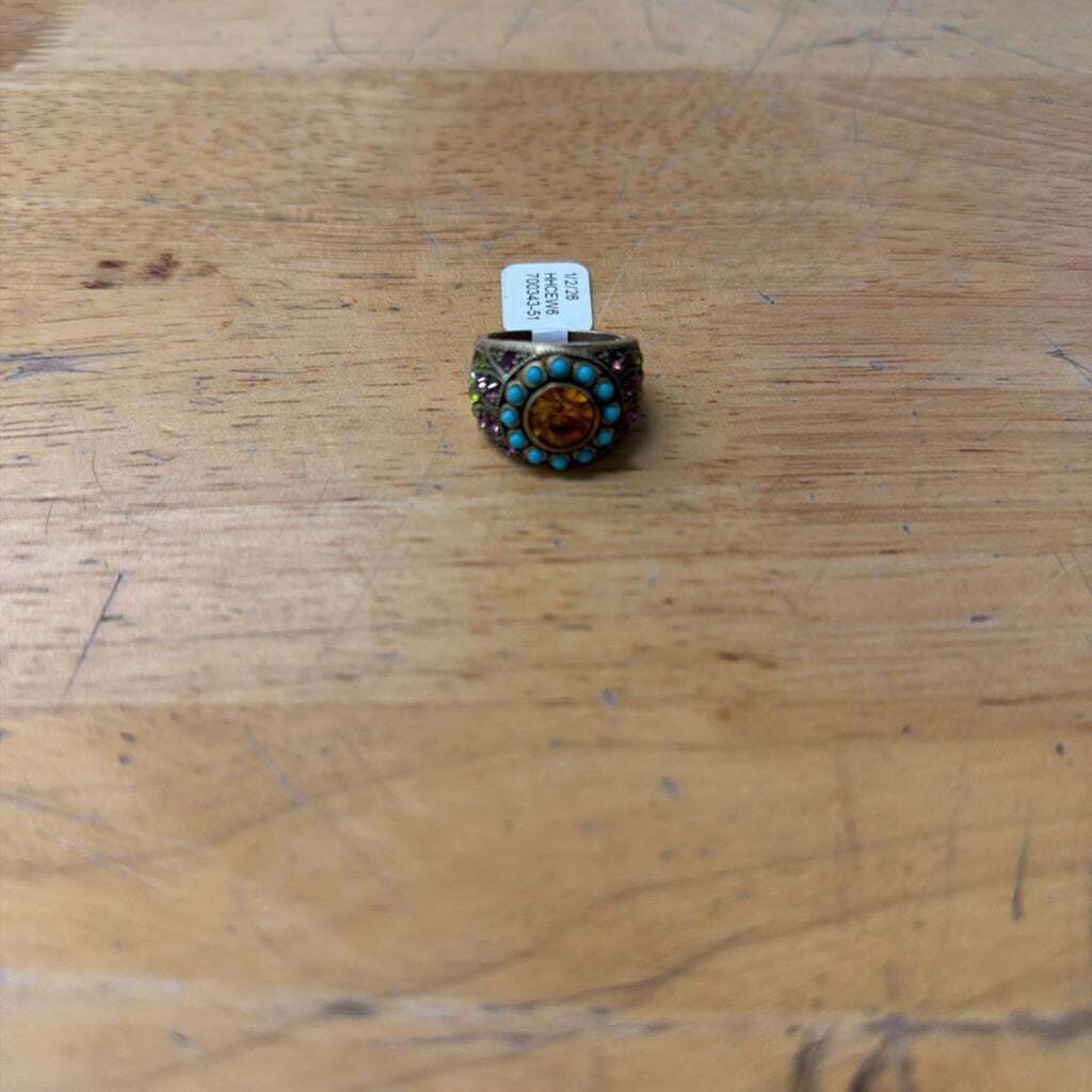 Gold/ Multi Stone Statement Ring