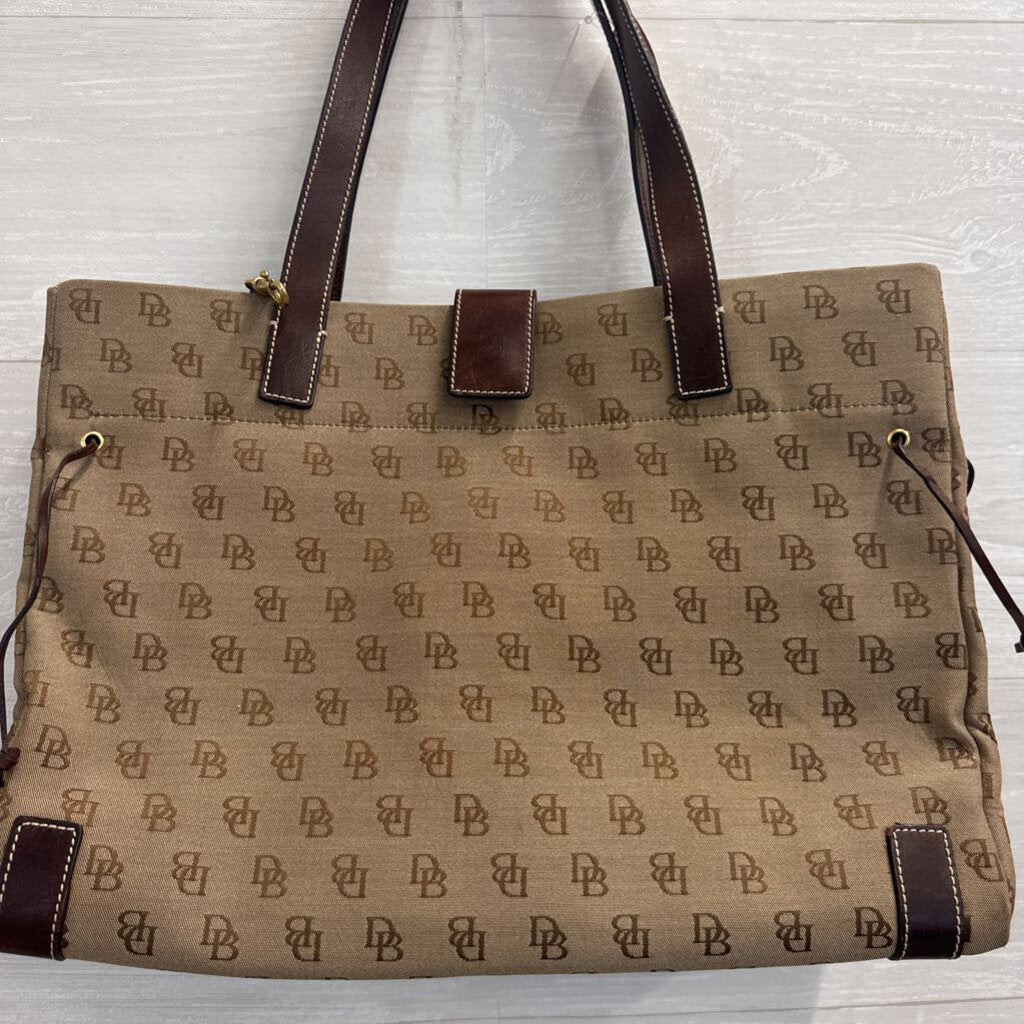Vintage Dooney and Bourke Brown Canvas Anniversary Signature Tote Purse