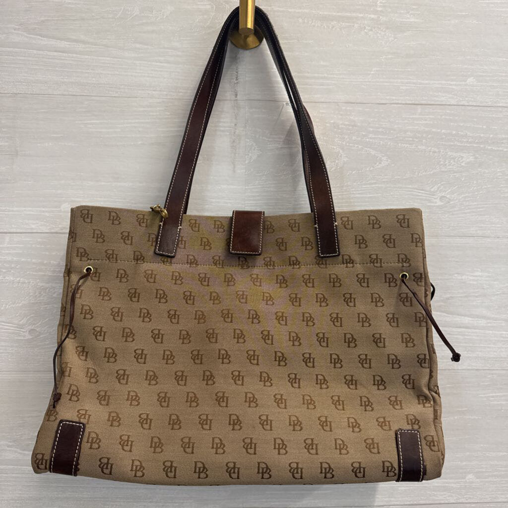 Vintage Dooney and Bourke Brown Canvas Anniversary Signature Tote Purse