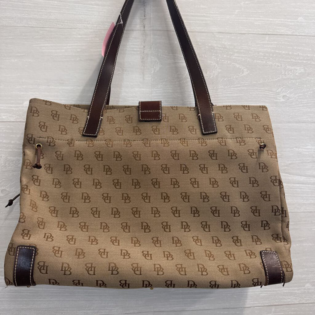 Vintage Dooney and Bourke Brown Canvas Anniversary Signature Tote Purse