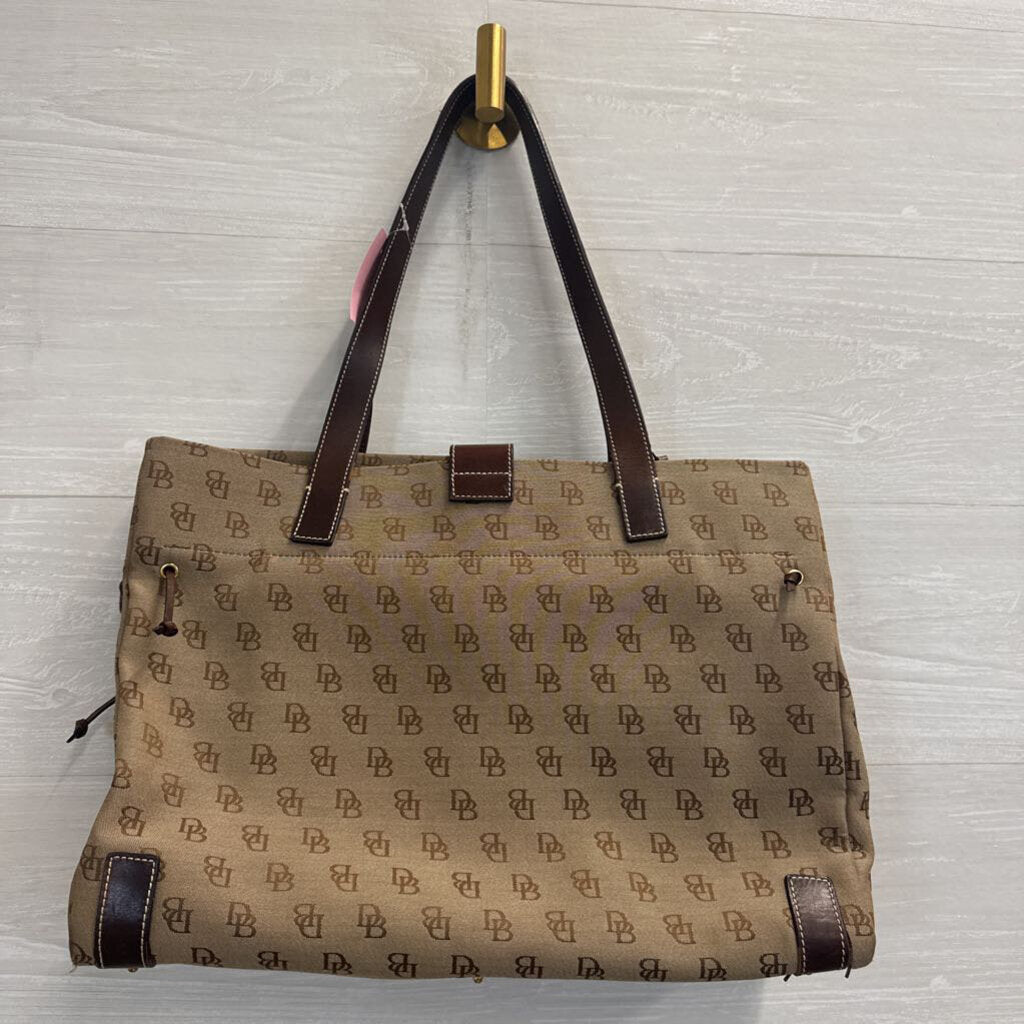 Vintage Dooney and Bourke Brown Canvas Anniversary Signature Tote Purse
