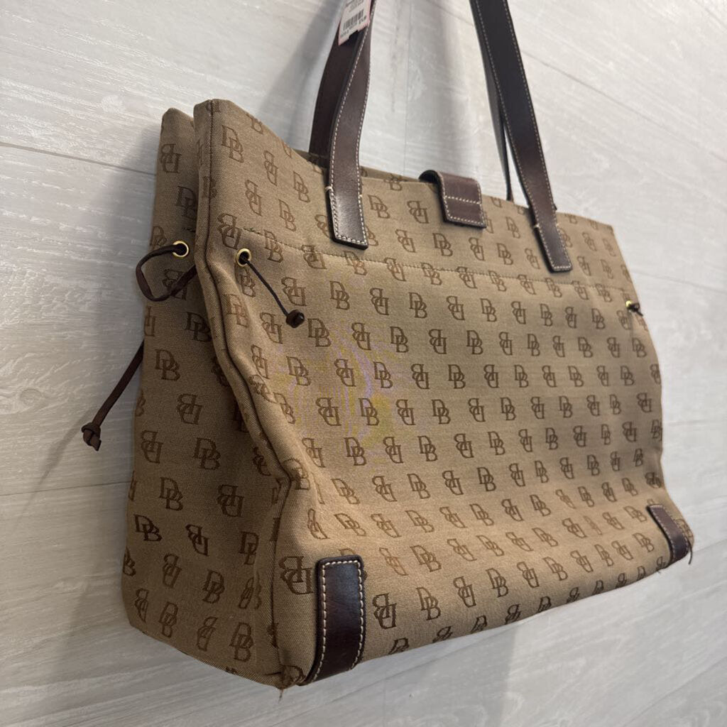 Vintage Dooney and Bourke Brown Canvas Anniversary Signature Tote Purse
