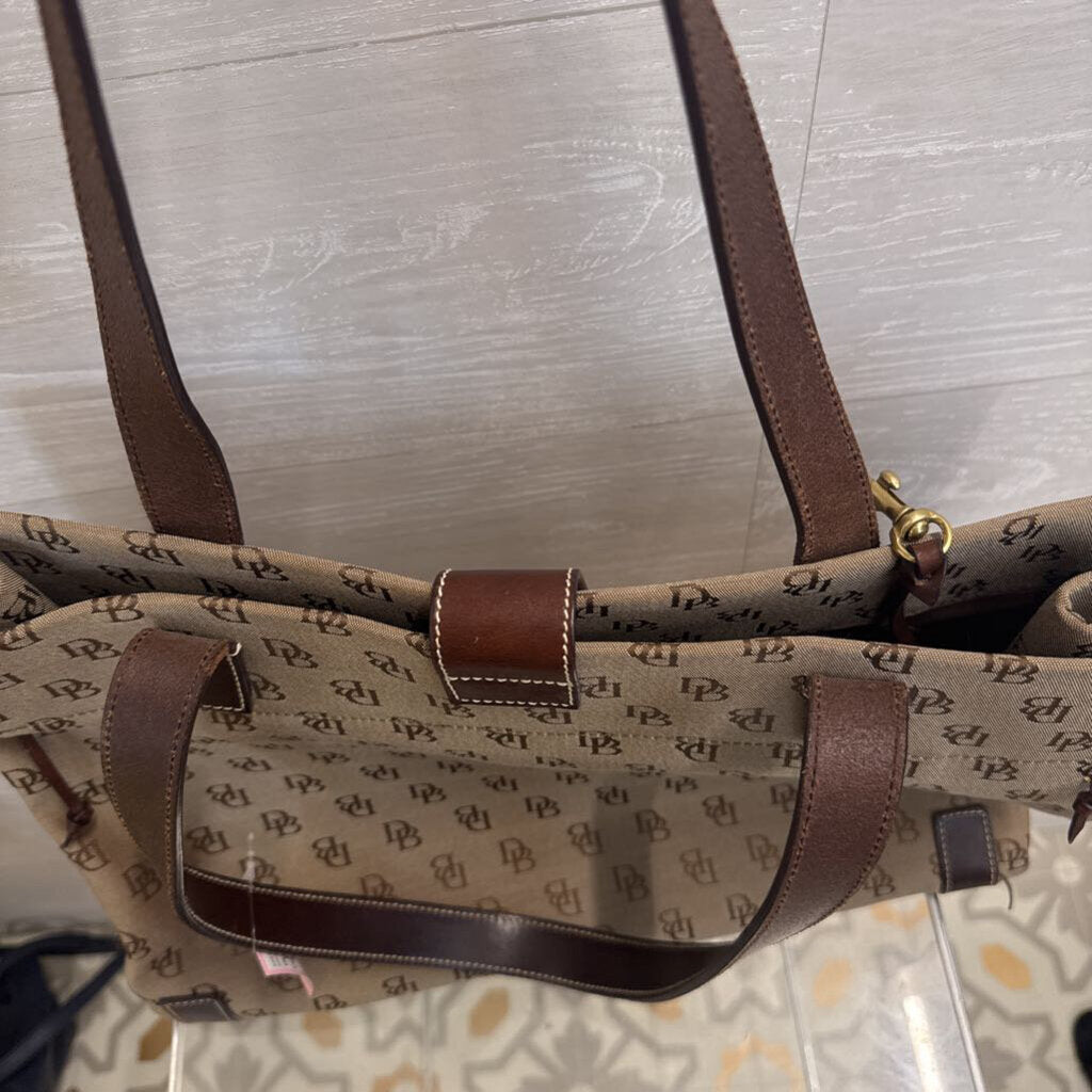 Vintage Dooney and Bourke Brown Canvas Anniversary Signature Tote Purse