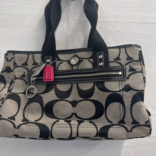 Coach Black/ Grey Daisy Signature Canvas Shoulder Purse