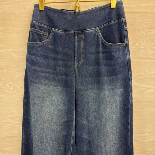 Halara Dark Wash Stretchy Wide Leg Denim Pull On Pants Small