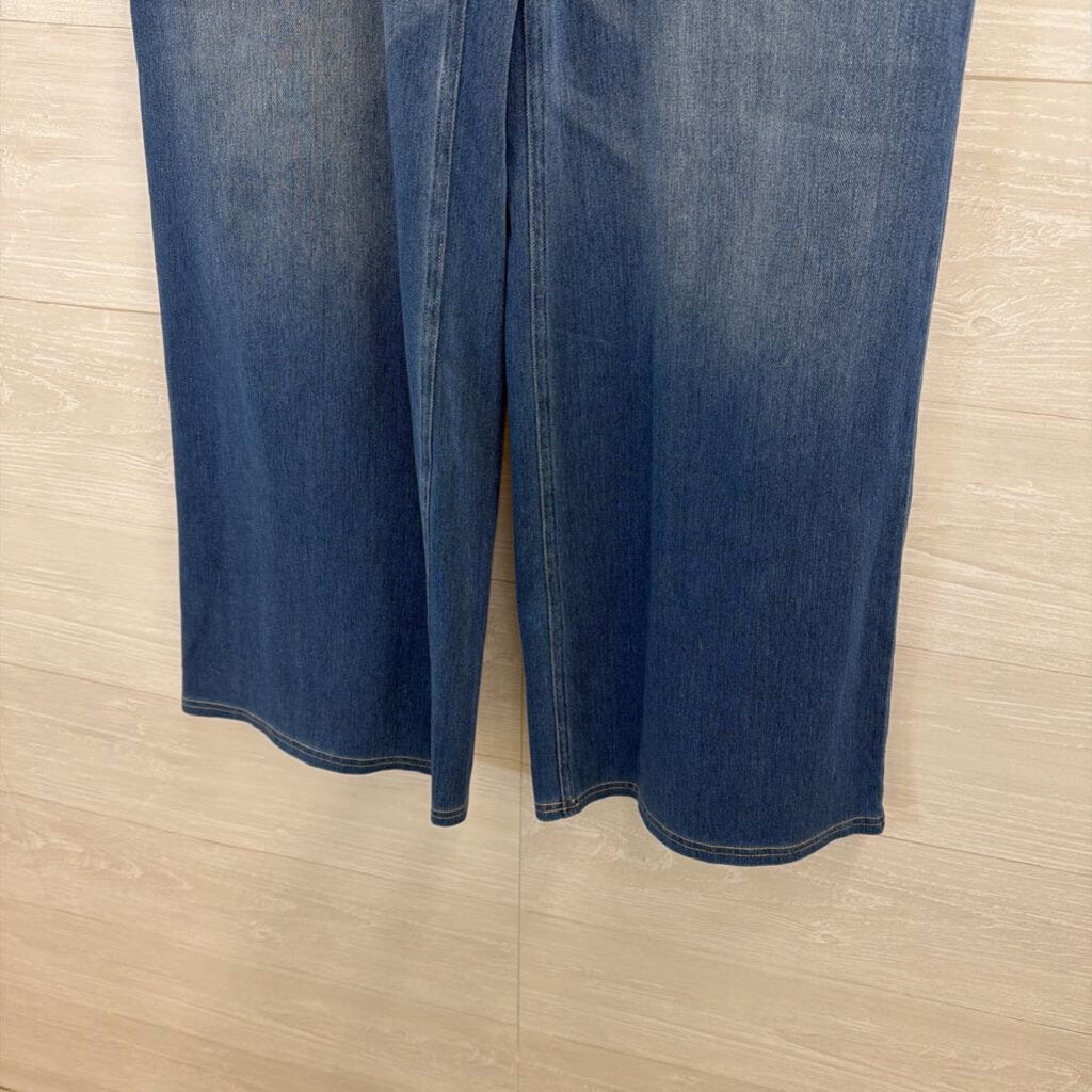 Halara Medium Wash Stretchy Wide Leg Denim Pull On Pants Small