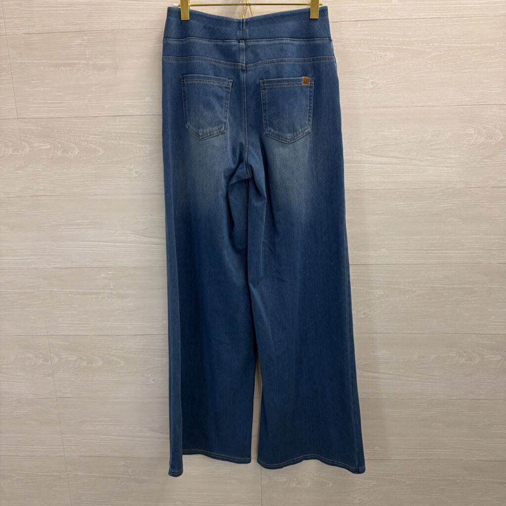 Halara Medium Wash Stretchy Wide Leg Denim Pull On Pants Small
