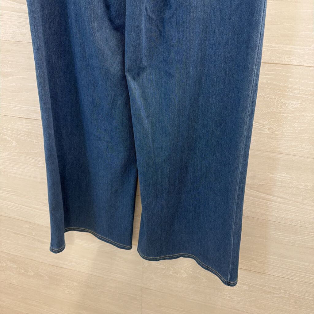 Halara Medium Wash Stretchy Wide Leg Denim Pull On Pants Small