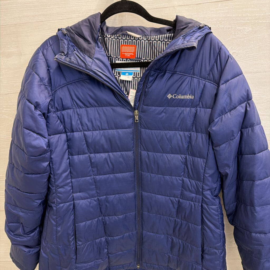Columbia Blue Voodoo Falls 590 TurboDown Hooded Jacket Large