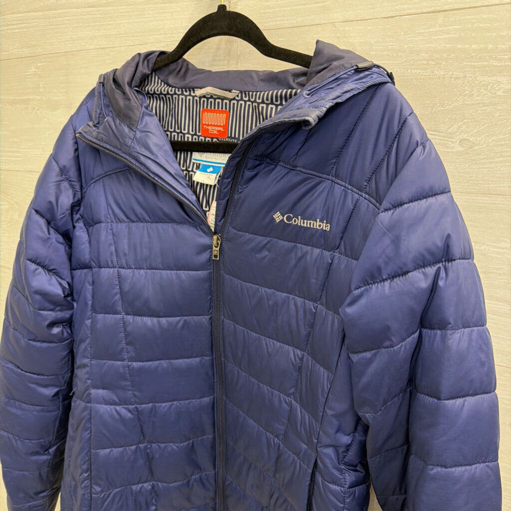 Columbia Blue Voodoo Falls 590 TurboDown Hooded Jacket Large