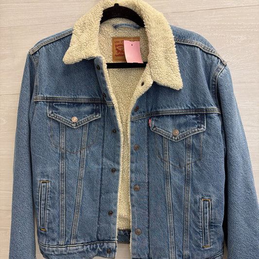 Levi Medium Wash Fleece Lined Denim Jacket Medium