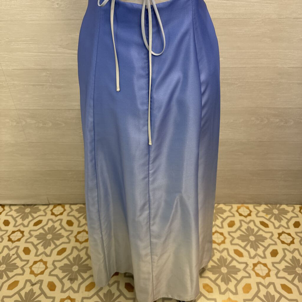 Vintage Dave and Johnny Blue Ombre Silver Beaded Detail Long Formal Dress 13/14