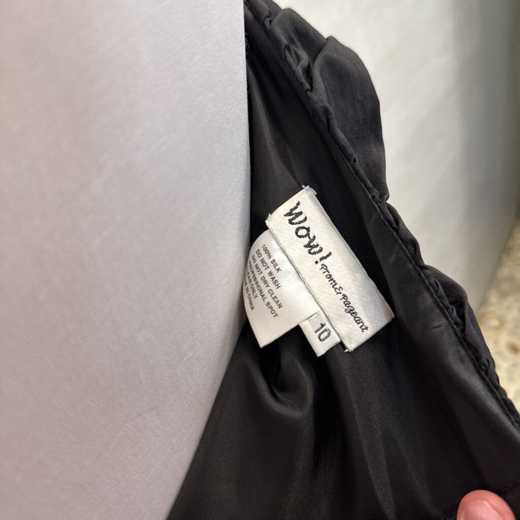 Vintage Wow! Black Ruched 3D Flower Hem Strapless Short Formal Dress 10