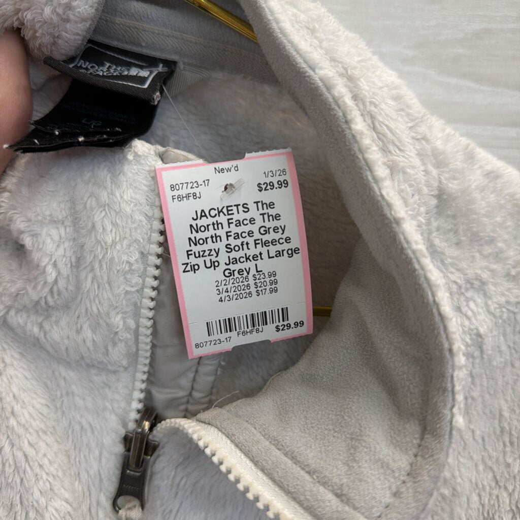 The North Face Grey Fuzzy Soft Fleece Zip Up Jacket Large