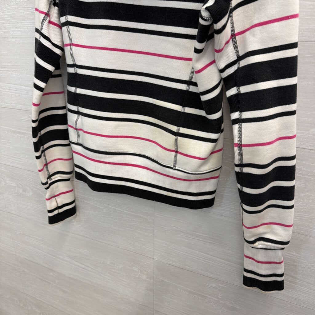 Lululemon White/ Black/ Pink Striped Zip Up Hooded Jacket 6