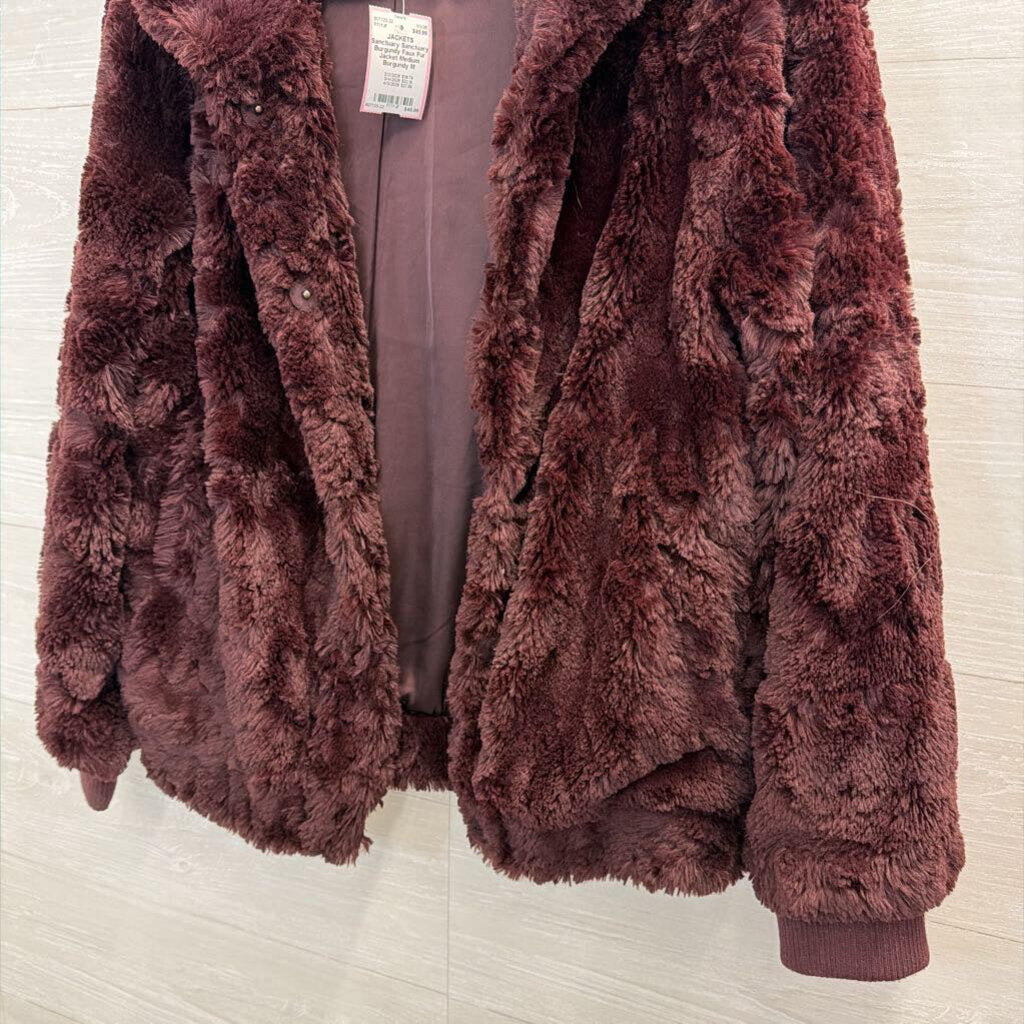 Sanctuary Burgundy Faux Fur Jacket Medium