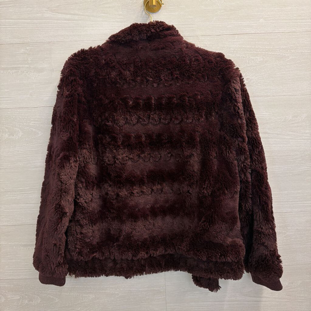 Sanctuary Burgundy Faux Fur Jacket Medium