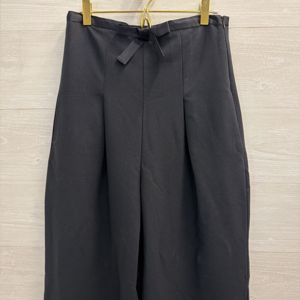 Anthropologie Black High Waisted Bow Waist Wide Leg Trouser Pants 6