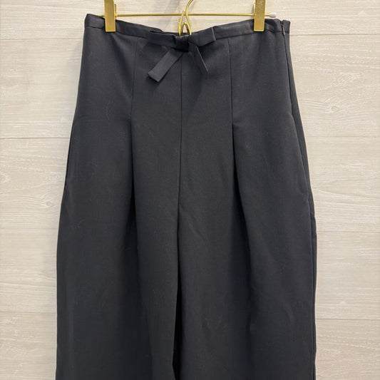Anthropologie Black High Waisted Bow Waist Wide Leg Trouser Pants 6