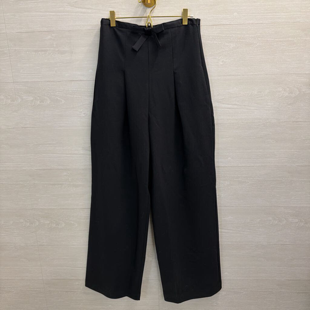 Anthropologie Black High Waisted Bow Waist Wide Leg Trouser Pants 6