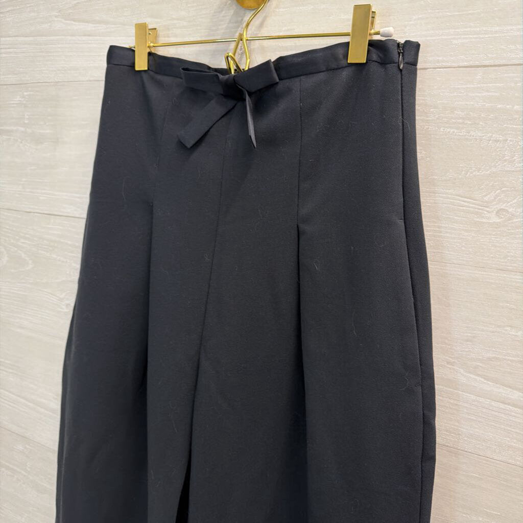 Anthropologie Black High Waisted Bow Waist Wide Leg Trouser Pants 6
