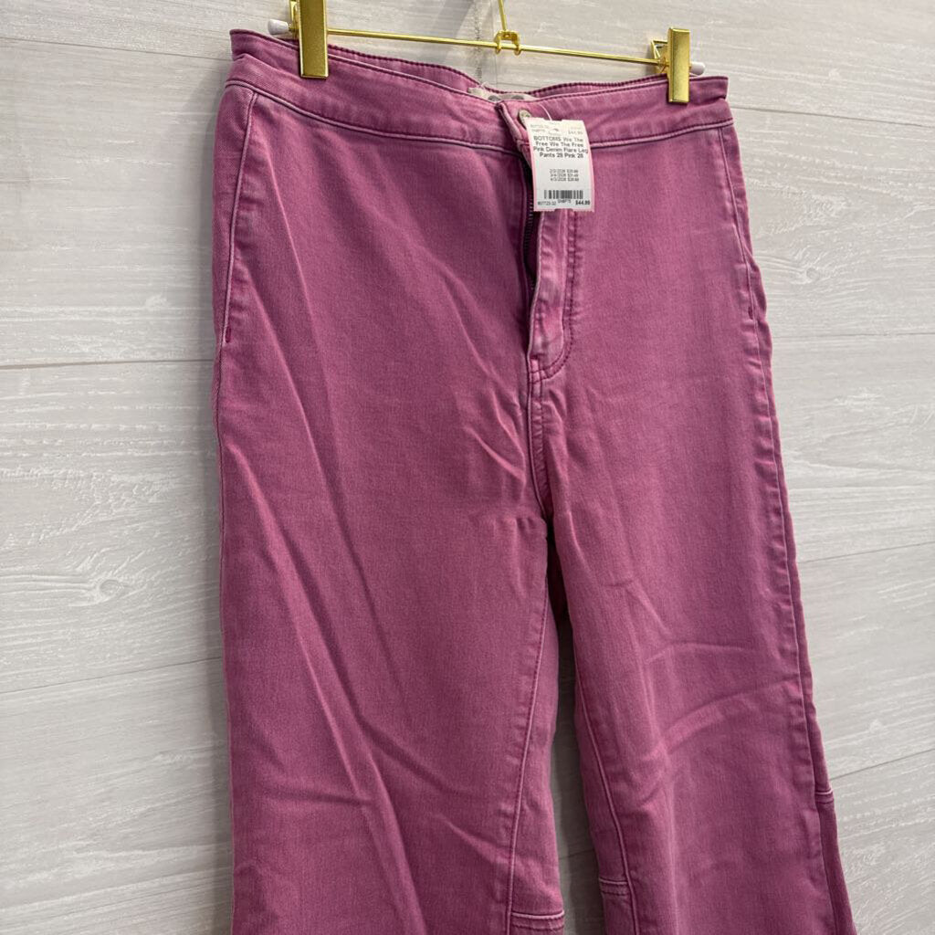 We The Free Pink Denim Flare Leg Pants 28